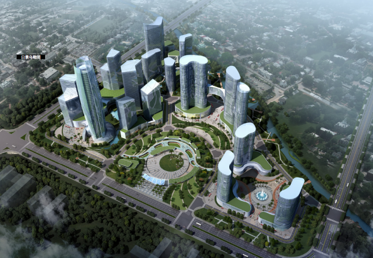 中国招商银行全球总部资料下载-海宁市总部经济区块建筑设计方案