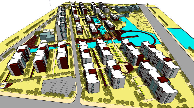 居住区规划su3D模型资料下载-精美的小区规划模型