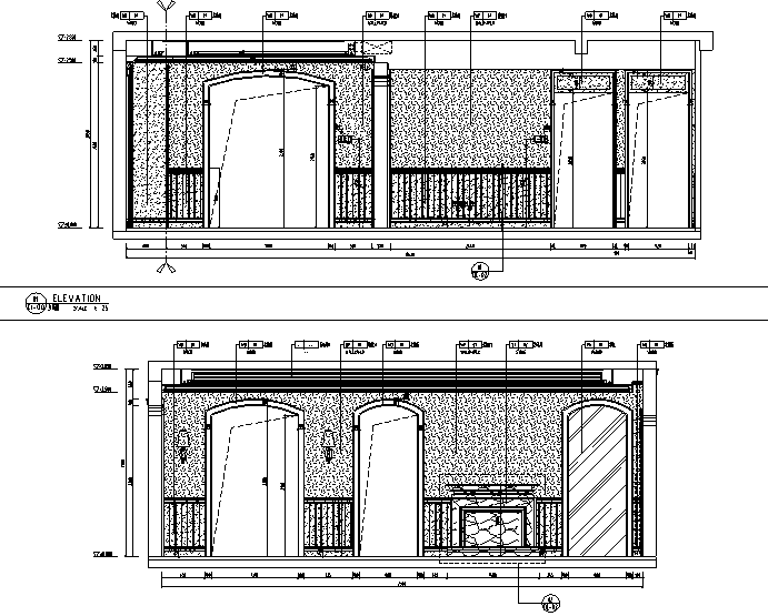 [天津]田园风格展示性样板房空间设计施工图（附效果图)-立面图