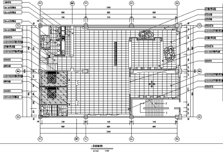 新中式风格私人茶楼会所空间设计施工图（附效果图）-地面铺装图