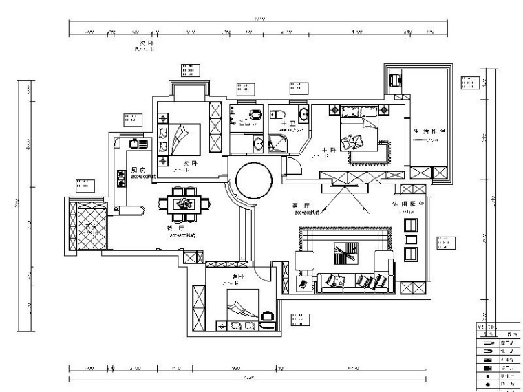 室内设计新中式平面效果图资料下载-[湖南]新中式错层江景房室内设计施工图（含效果图）