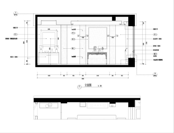 某中式建欧别墅室内装修设计施工图及效果图-卫生间立面图