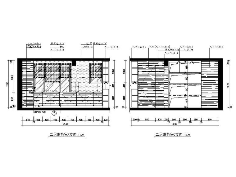 现代风格复式办公室设计CAD施工图（含效果图）立面图