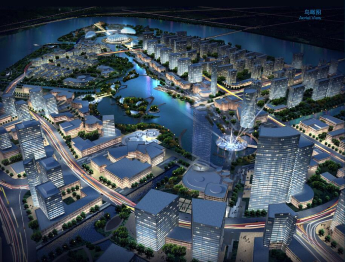 [浙江]宁波市某区块公共空间景观修建性详细规划方案设计-鸟瞰图1