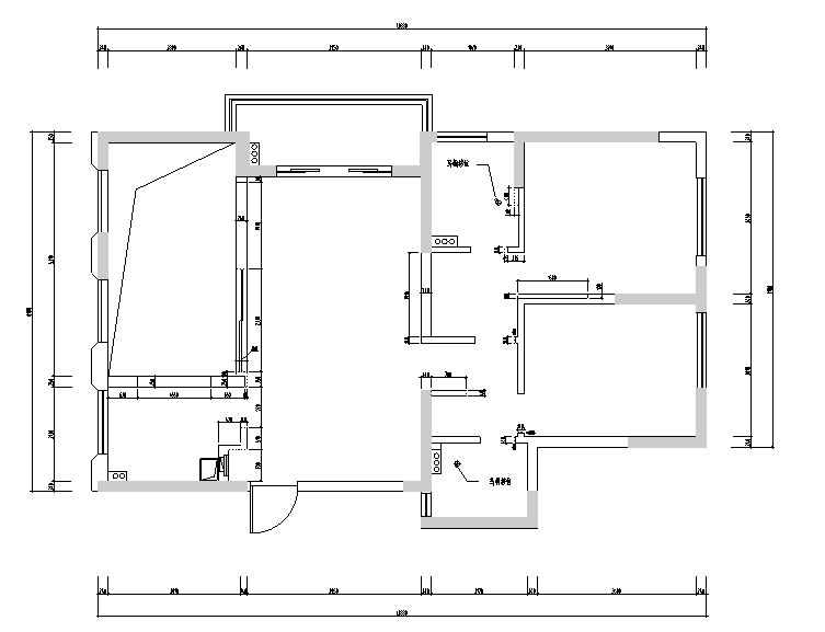 [浙江]原木简约住宅空间设计施工图（附效果图）-一层墙体拆除图
