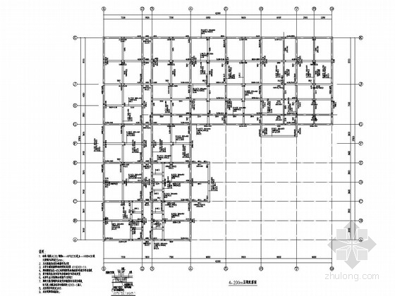 [四川]四层框架结构驾校办公楼结构施工图（含建筑图）-4、200m层梁配筋图 