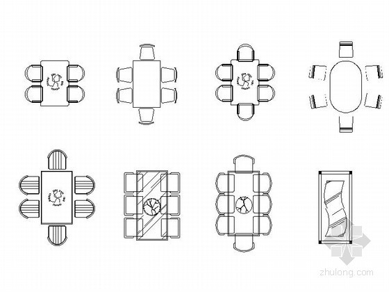 餐桌平面图块资料下载-现代餐桌CAD图块下载