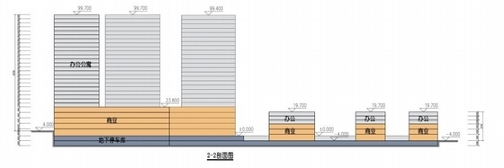 [云南]板式平面兰花状生态城市综合体建筑设计方案文本-板式平面兰花状生态城市综合体建筑剖面图