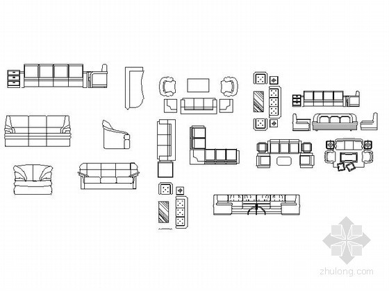 沙发立面cad图资料下载-各类时尚沙发CAD图块下载
