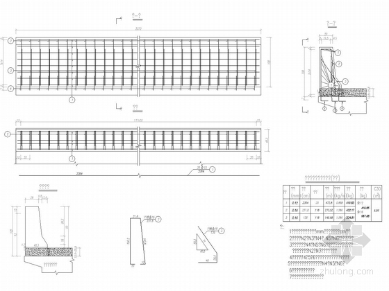 [安徽]1X11m预制空心板桥加宽4米施工图20张-防撞护栏钢筋构造图