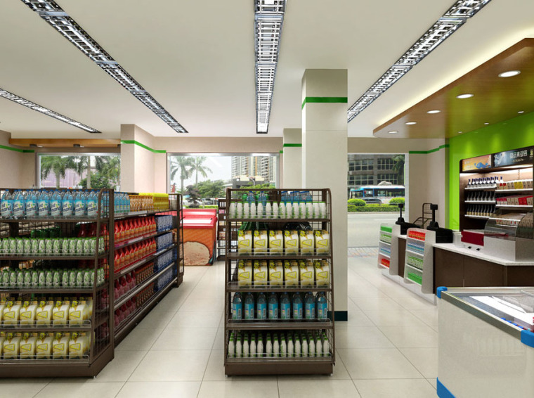 昆明超市装修效果图资料下载-(原创）超市商店设计案例效果图