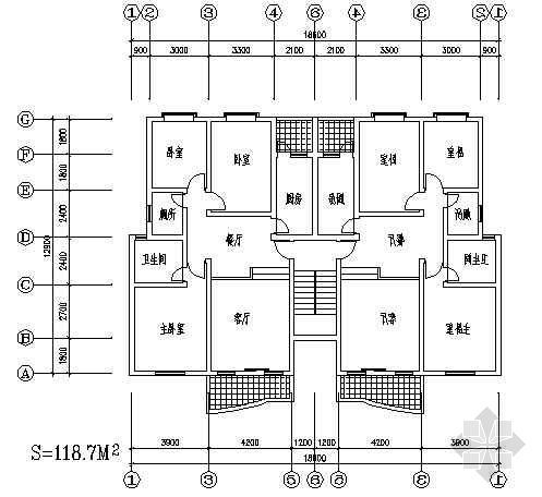 三室两厅一厨两卫建筑设计资料下载-三室两厅一厨两卫118平米