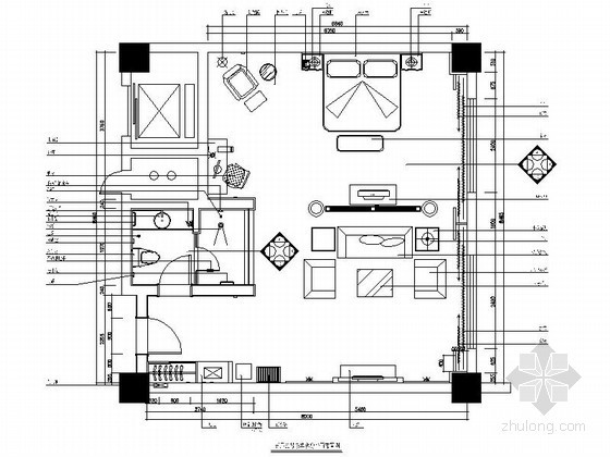 酒店套房室内节点资料下载-[西安]某国际酒店豪华套房室内装修图