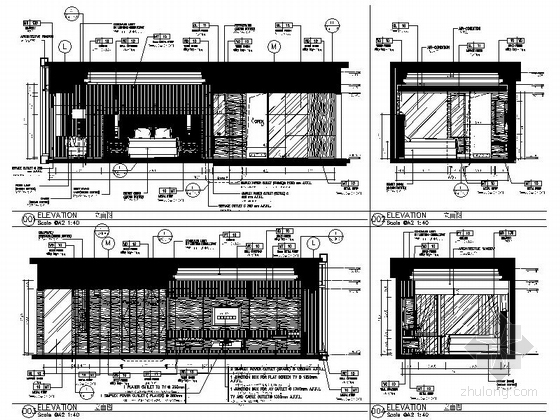 [福建]高档五星级商务豪华酒店客房室内装修施工图客厅玄关立面图