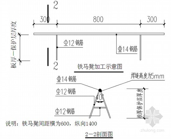 框剪结构住宅楼工程施工组织设计(200页)-铁马凳筋加工示意图 