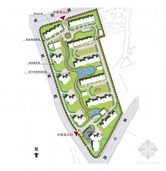[上海]点板结合布局公共租赁房建筑设计方案文本（含CAD图）-点板结合布局公共租赁房建筑总平面图