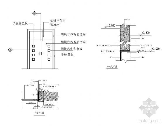 cad木门剖面图资料下载-双扇木门详图