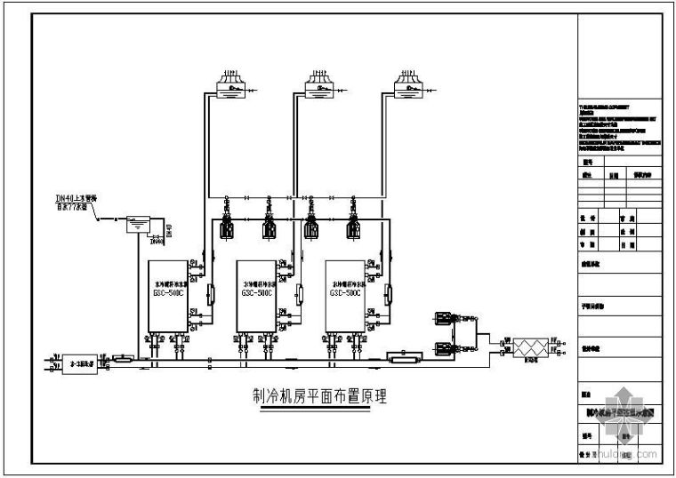 水景平面布置施工图纸资料下载-某制冷机房平面布置图纸