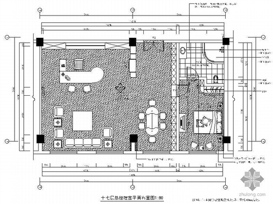 总经理室装修资料下载-某办公楼总经理室装修图