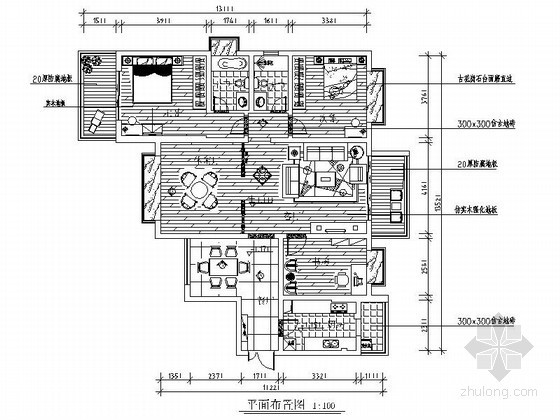 客厅设计图cad资料下载-146㎡中式三居室室内装修设计图（含效果）