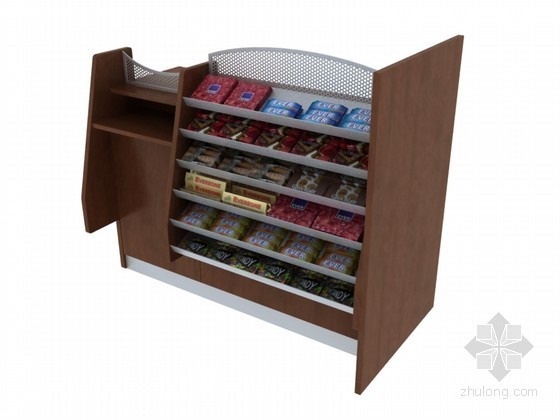食品包装袋3d模型资料下载-木质食品柜3D模型下载