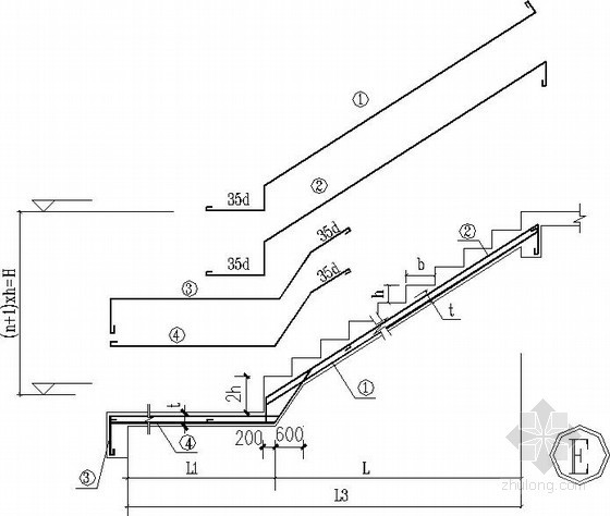 商场楼梯图纸资料下载-框架商场楼梯节点构造详图