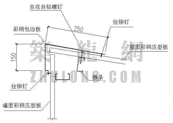 屋脊建筑构造资料下载-彩钢板节点--单坡屋脊