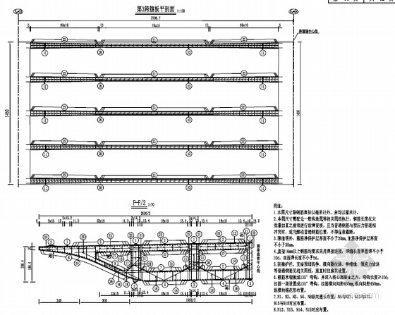 [河南]城市快速路25.5米宽桥跨55米预应力连续箱梁高架桥设计图纸363张-连续梁钢筋图