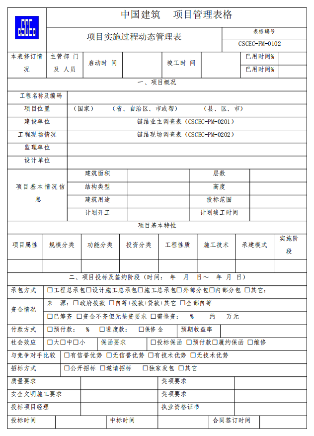 建筑工程项目监理管理表格（全套，125页）-项目实施过程动态管