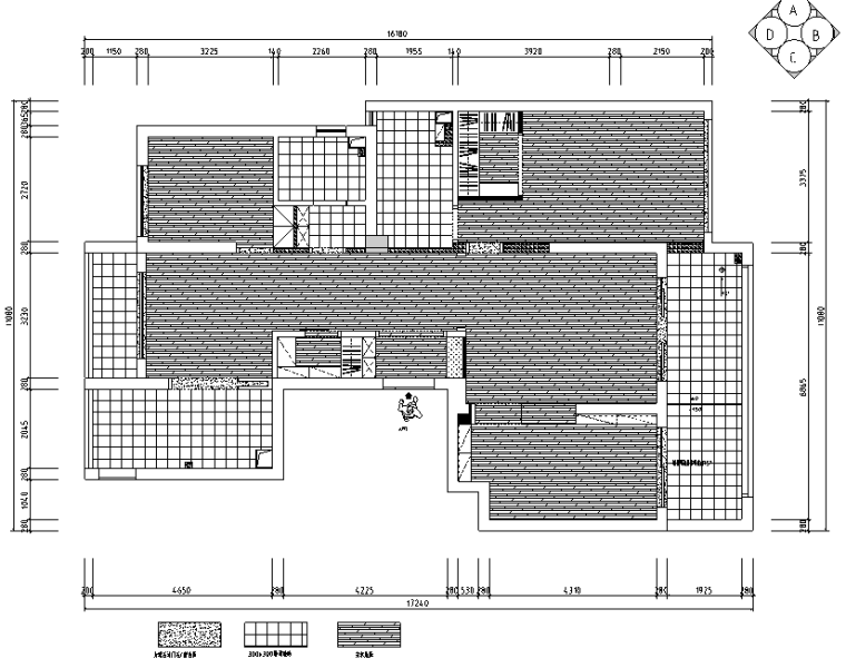 御河湾140平米现代简约住宅设计施工图（附效果图+3D模型）-地面布置图