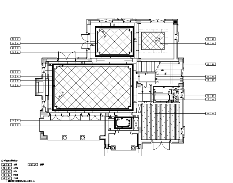 新古典中式风桃花源别墅样板房设计施工图（附效果图）-地面布置图