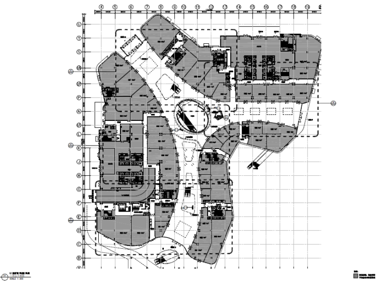 现代大型商业广场设计施工图设计-一层总平面图