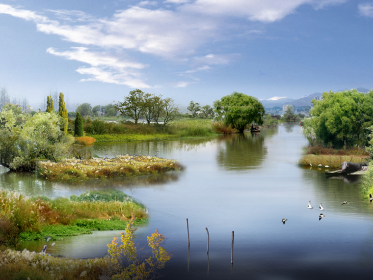 含效果图家装图资料下载-自然生态公园湿地景观效果图PSD源文件