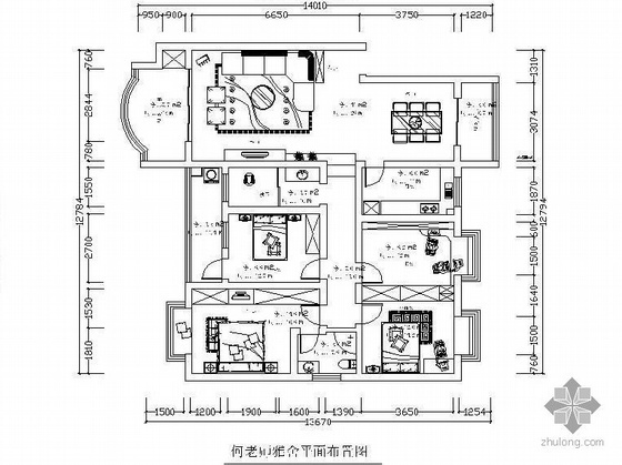 商场空间设计方案图资料下载-四居室设计方案图