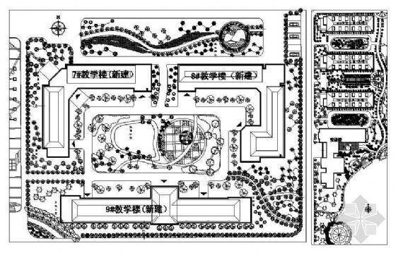 学校宿舍区设计资料下载-某学校教学区和宿舍区绿化设计图纸