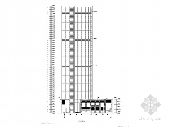 [广东]知名企业51层超高层办公楼建筑施工图-办公楼北立图