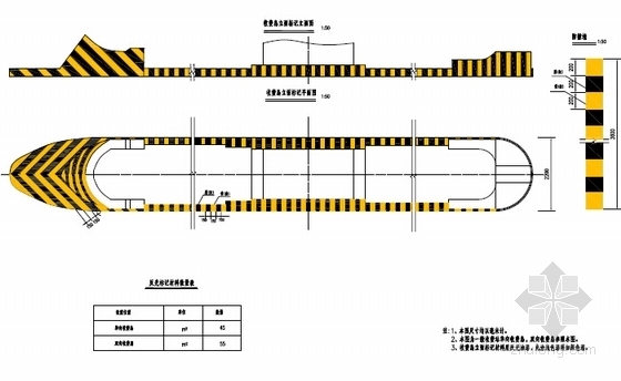 [湖北]高速公路5条匝道A型单喇叭互通新建工程交通安全设施设计图111张-收费岛立面标记设计图