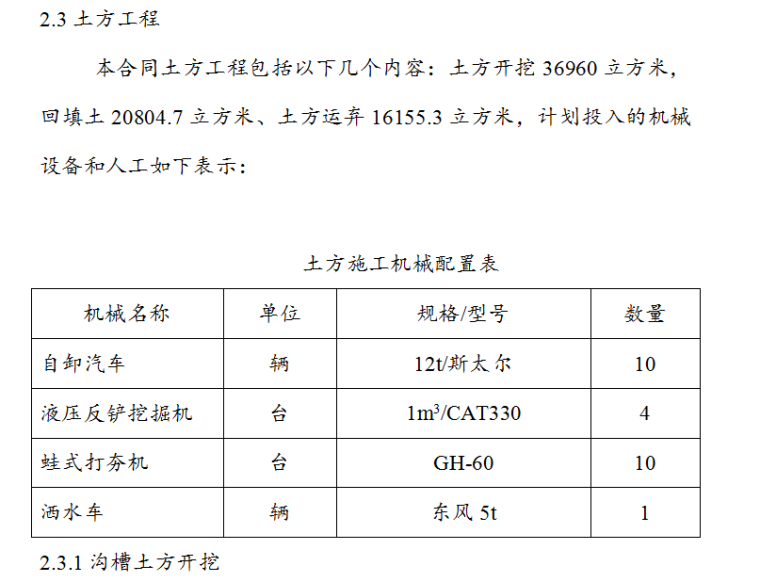 某区域供水管道施工组织设计方案（Word.69页）-土方工程