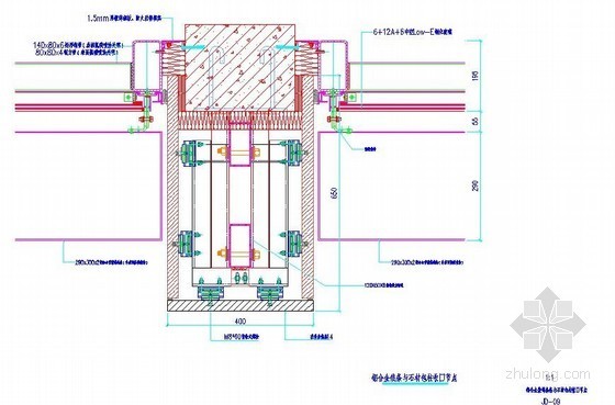 CAD包柱施工节点资料下载-铝合金线条与石材包柱收口节点详图