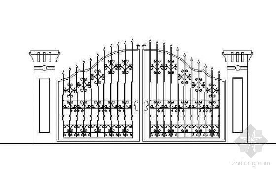 市政隔离栏杆cad资料下载-围墙铁艺栏杆CAD大样图