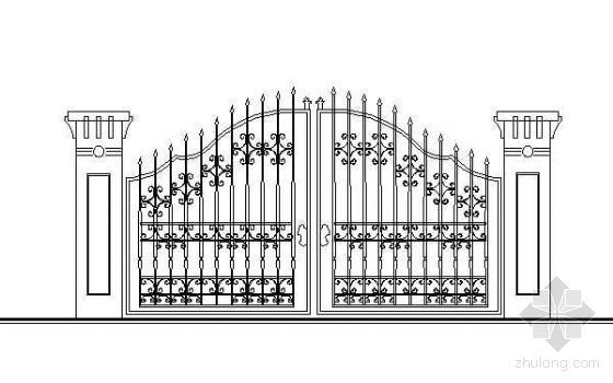 铁艺围墙护栏资料下载-围墙铁艺栏杆CAD大样图