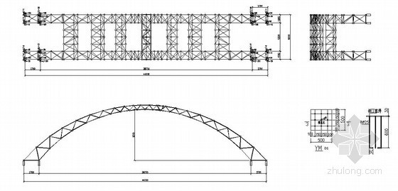 拱形网架安装方法资料下载-[内蒙]网架结构拱形大门结构施工图（带计模型）