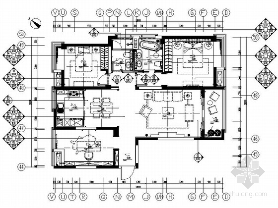 现代简欧室内装修资料下载-[安徽]现代简欧三居室样板房装修图（含效果）