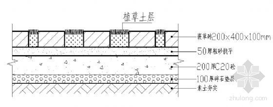 嵌草砖节点资料下载-嵌草砖铺地大样图
