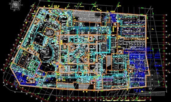 [上海]环球金融中心空调通风设计施工图500张(地标建筑 顶级院设计)-地下二层空调平面 