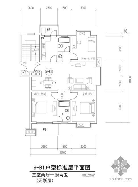 南京公寓户型图资料下载-[南京邮电大学]某宿舍户型图设计