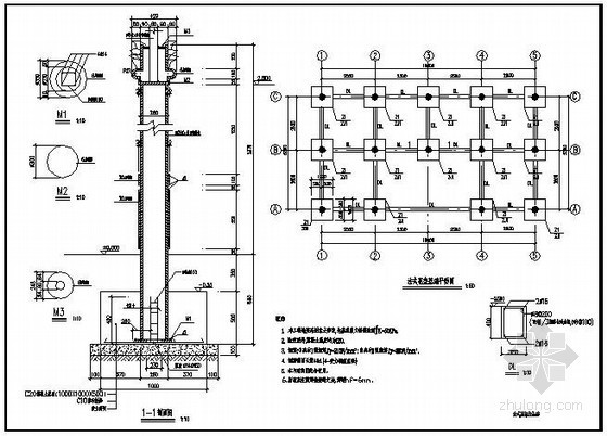 水中混凝土柱基础施工图资料下载-法式花架柱基础详图