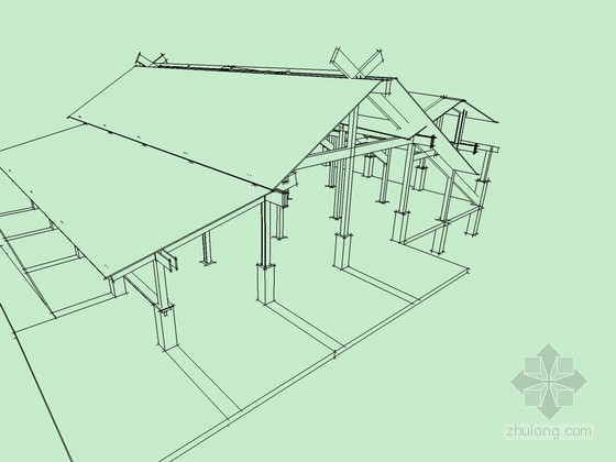 坡顶建筑结构SketchUp模型- 
