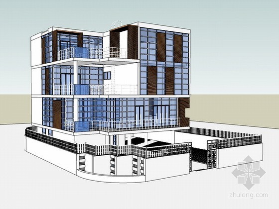 别墅会所su模型资料下载-现代风格别墅会所sketchup模型下载