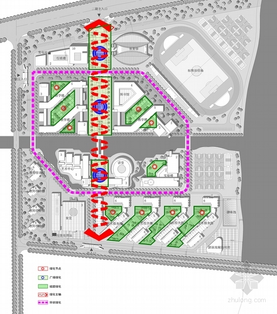 [浙江]69班绿色生态中学校园规划设计方案文本-69班绿色生态中学校园规划设计分析图